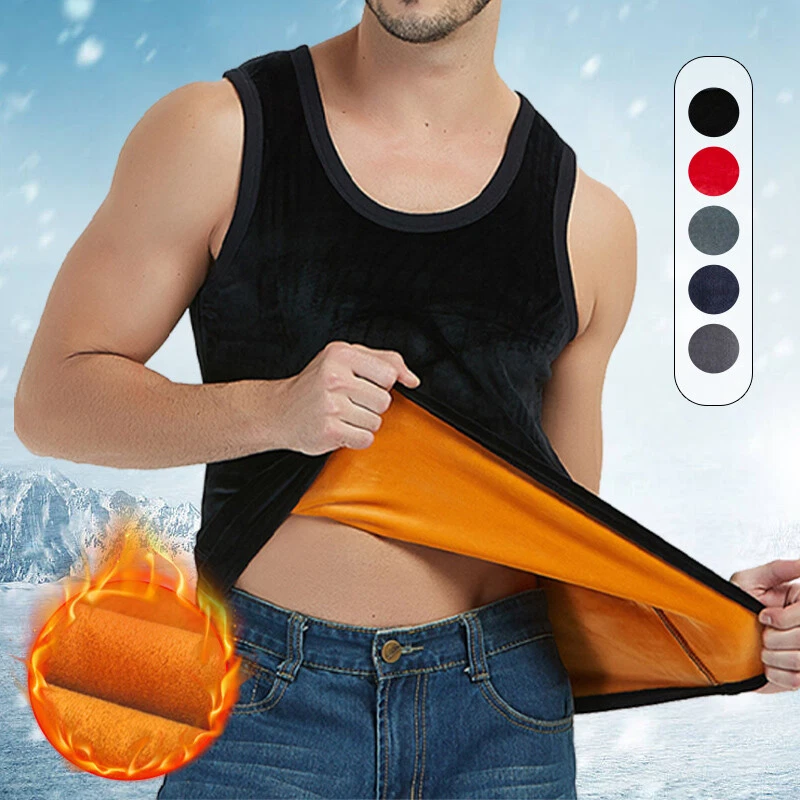 Mens Winter Warm Fleeced Thermal Vest Top Sleeveless T-shirt Slim  MucsleTank Top