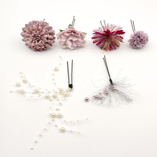 6 pz clip per capelli giapponese Tsumami Zaiku bar Mitzvah forcina fiore nappa - Foto 2 di 7