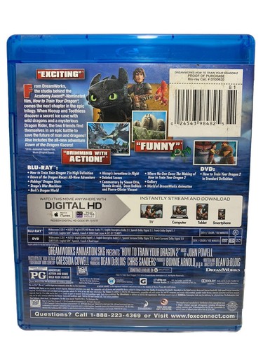 How to Train Your Dragon 2 (DVD, Blu-ray, 2014, 3-Disc Set) - Picture 2 of 2