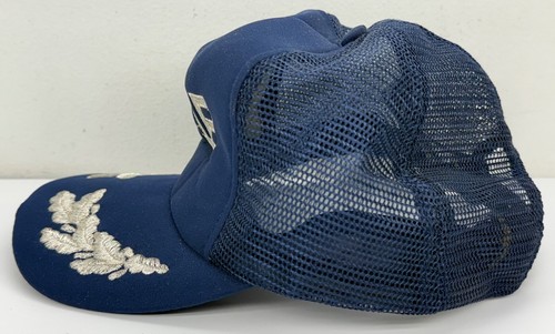 1980s USAF B-1B Bomber Trucker SnapBack Hat Military Mesh Back Cap USA Blue READ - Picture 4 of 15