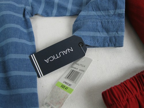 NWT Nautica Boys 2 Piece Blue Dress Shirt Red Pants Set Size 4 T - Picture 5 of 7