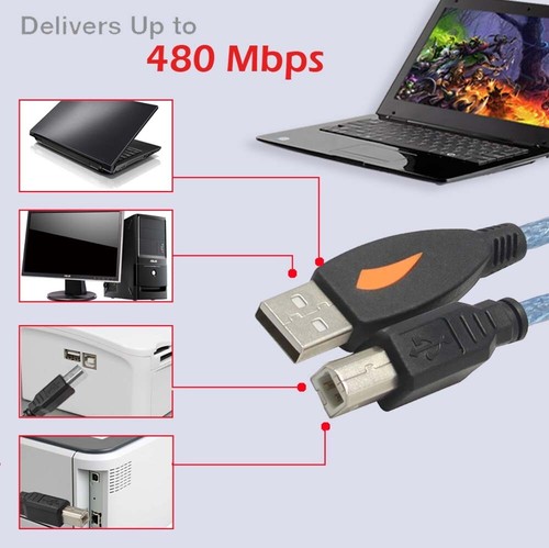 Cable de impresora largo de 15 pies, cable USB 2.0-A-macho a B-macho HP Brother- LOTE de 2 m/3 m/5 m - Imagen 9 de 13