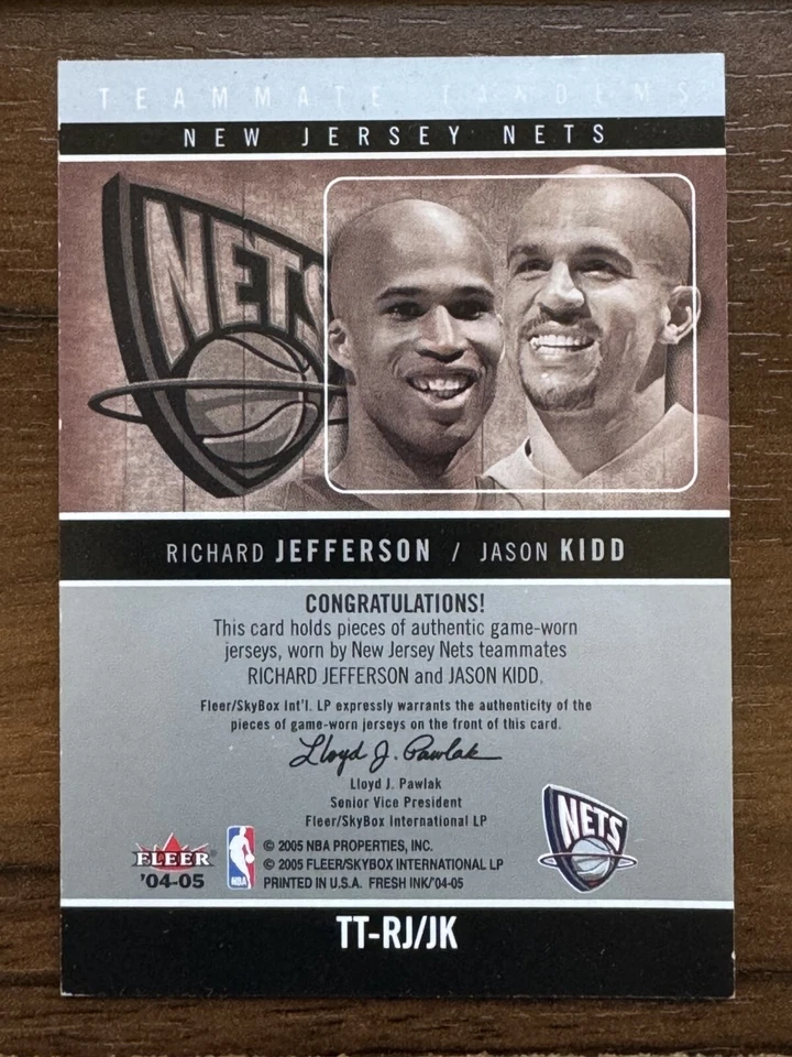 2004-05 Skybox свежие чернила TEAMMATE TANDEMS Джерси Джейсон Кидд и Ричард Джефферсон - Изображение 2 из 2