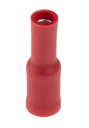 RS Pro BULLET CONNECTORS 100Pcs 4mm 22-16AWG Insulated Female Crimp, Brass RED - Picture 3 of 3
