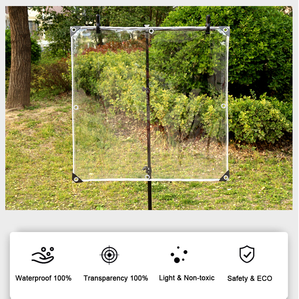 Transparent PVC 450gm² Abdeckplane mit Ösen Durchsichtig Pflanzen Gewächshaus