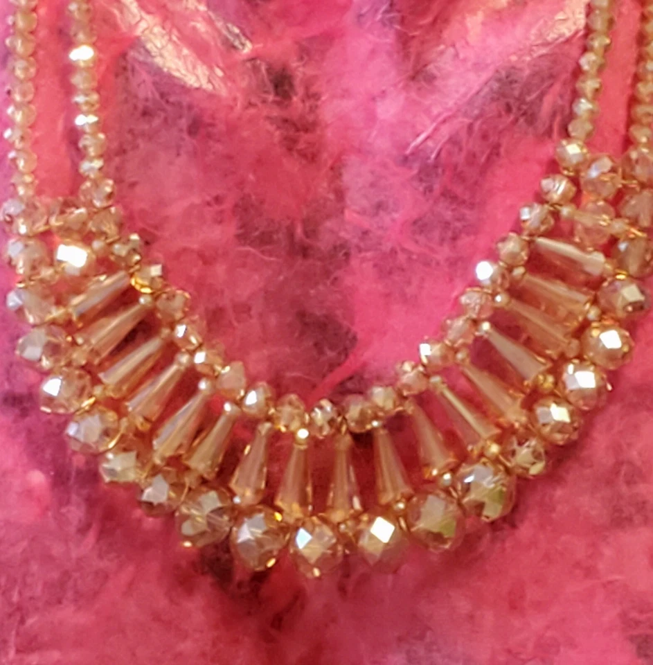 Ожерелье и серьги комплект дымчатый янтарный цвет граненый бусина блеск без суеты элегантность - Изображение 4 из 4