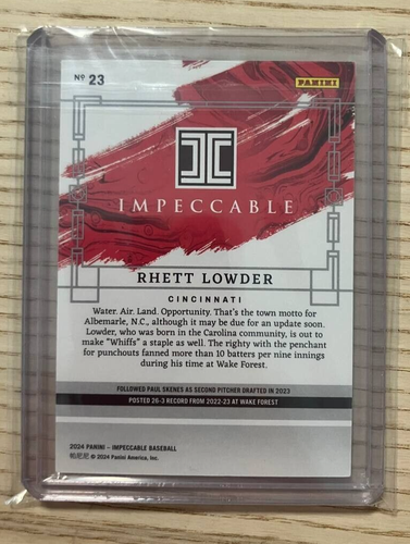 Rhett Lowder 2024 Panini Impeccable Baseball /99 Cincinnati Reds - Picture 2 of 2