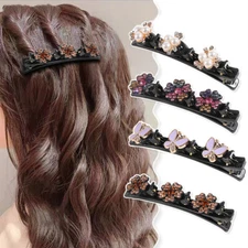 Camellia Butterfly Decorate Hair Clip Braided Duckbill Clip Hair Accessories*