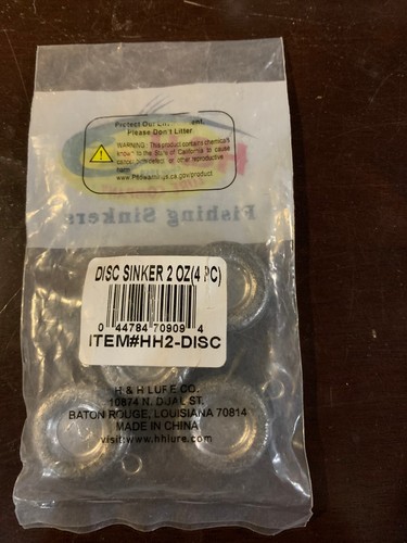 FISHING SINKERS disc shape 2oz/4pk or 3oz/3pk or 4oz/2pk NEW! H&H Lure Co. - Picture 3 of 7
