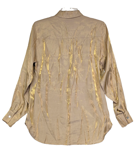 Camicetta donna vintage anni 90 collezione Silk Club M oro iridescente lucida - Foto 3 di 7