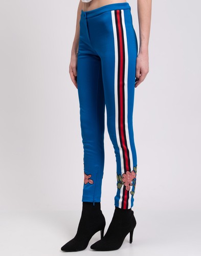 Pantaloni Gucci Stirrup RRP €1200 taglia M a righe con toppe fiori e polsini con cerniera - Foto 5 di 12