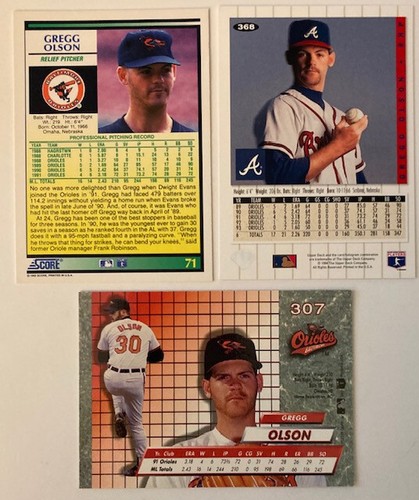 Gregg Olson 15 Card Lot All Different! Rookies Inserts Orioles Braves - Picture 11 of 11