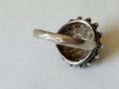 Vintage etruskischer Sterlingsilber Kugel Perle Kuppel Punkte Ring Größe 9 - Bild 7 von 12