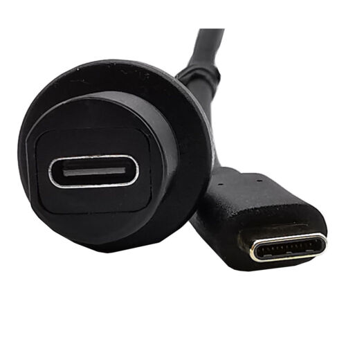USB 3.1 C Motorcycle Flush Panel Mount Waterproof Male to Female Extension Cable - Picture 2 of 10