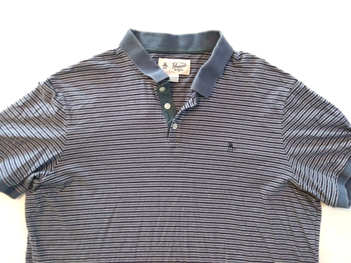 Penguin By Munsingwear Polo Shirt Mens X-Large Blue Striped Preppy Casual Logo - Picture 5 of 15
