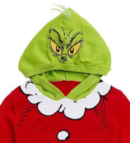Dr. Seuss Grinch Costume Ugly Sweater Shirt Cosplay Hooded Hoodie Boy Girl XS-XL - Picture 2 of 2