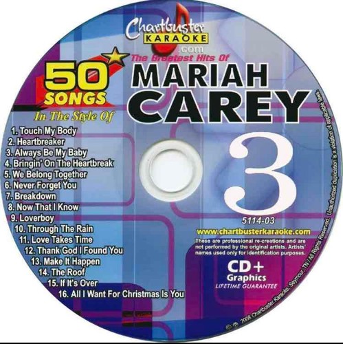 CHARTBUSTER MARIAH CAREY 3 CDG DISCS SET KARAOKE R&B POP 50 SONGS CD+G 5114 CDS - Imagen 4 de 4