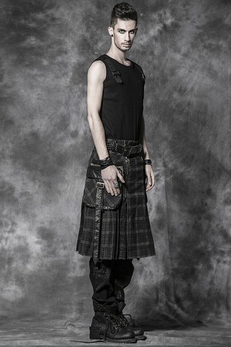 Punk Rave Casual Men's Pants Steampunk Gothic Vintage Stripes Scottish Skirts - Picture 7 of 12