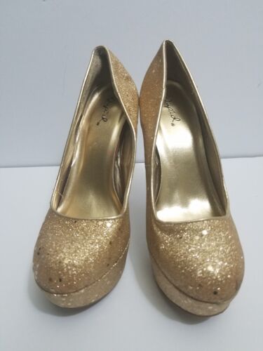 Qupid High Heel Schuhe US Größe 7 Gold High Heel Funky - Bild 3 von 12