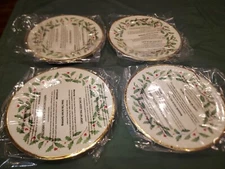 Lenox Christmas / Holiday Round Porcelain Salad Plate 8". Set of 4. New Open Box