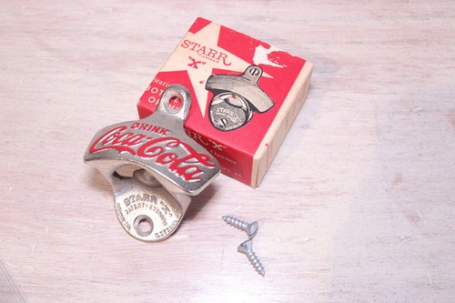 Vintage Coca-Cola Starr “X” Stationary Wall Mount Bottle Opener in Box Screws - Picture 1 of 8