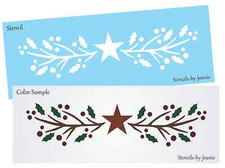 Prim Twig STENCIL Holly Berry Star Country Vine Christmas Cabin DIY Signs Joanie