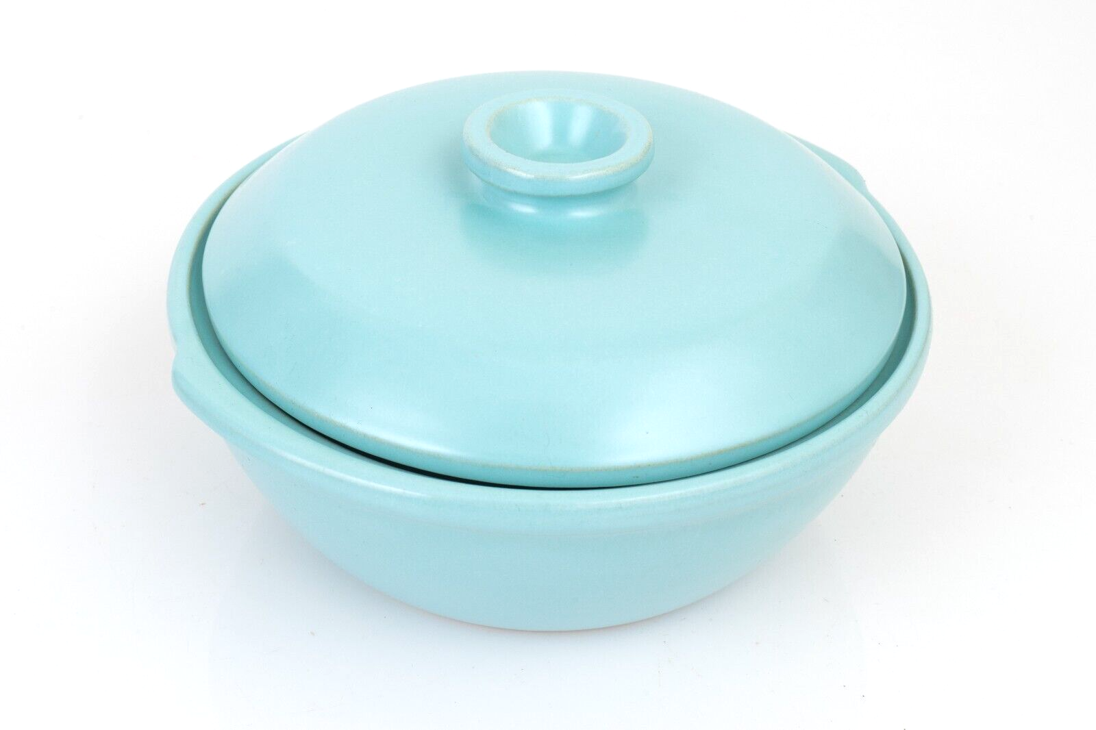 Vintage La Solana Stoneware Serving Dish Casserole W/ Lid Robins Egg