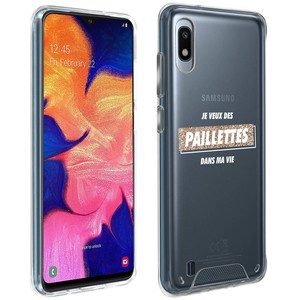 Couverture arrière pour Samsung Galaxy A10 imprimé paillettes made in France antichoc