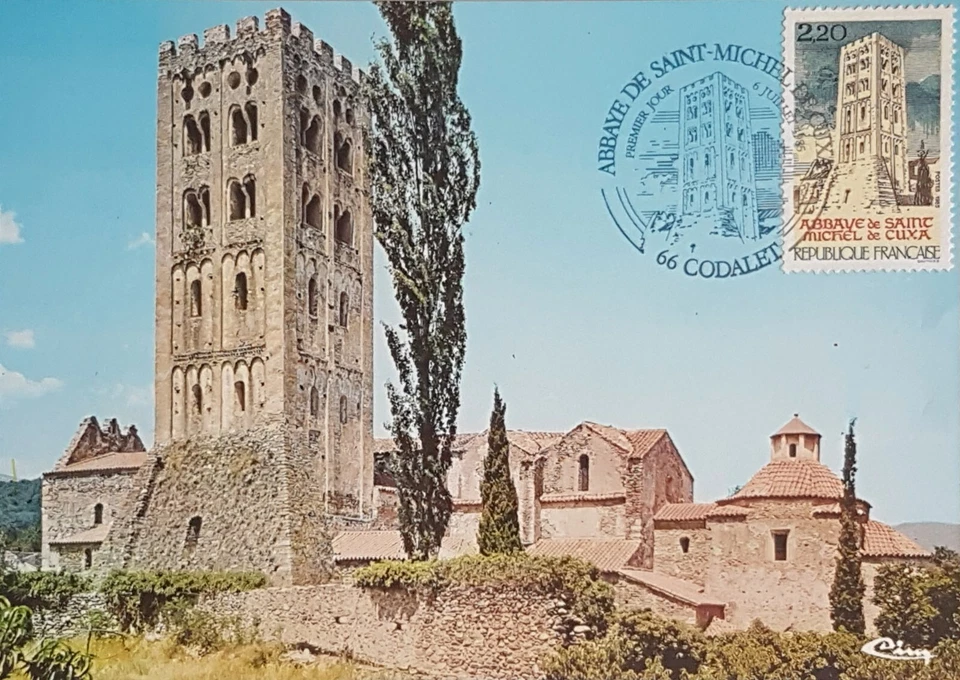enveloppe 1er jour Abbaye Saint-Michel de Cuxa + carte 1er jour très bon état - Photo 2/2