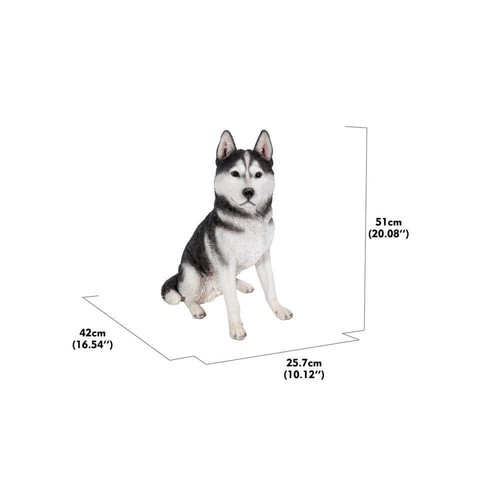 HI-LINE GIFT LTD. Siberian Husky Sitting Garden Statue Incredibly Realistic - Picture 5 of 6