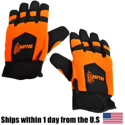 Anti-Vibration work gloves mechanic large orange made with Kevlar Chainsaw