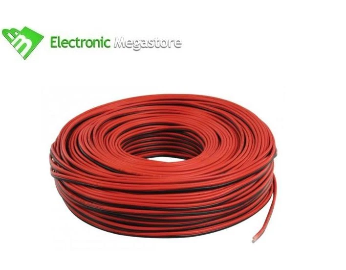 MEGATRONIC CAVO MATASSA AUDIO PIATTINA ROSSO/NERO DA 100 MT PER CASSE AUDIO CASA AUTO 0,35