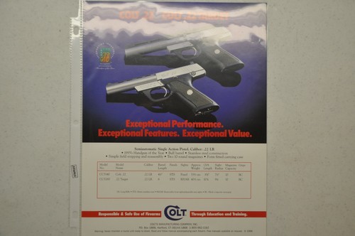 Colt Factory Original 1996 Colt Cadet Dealer Counter Card "RARE" - Bild 2 von 3