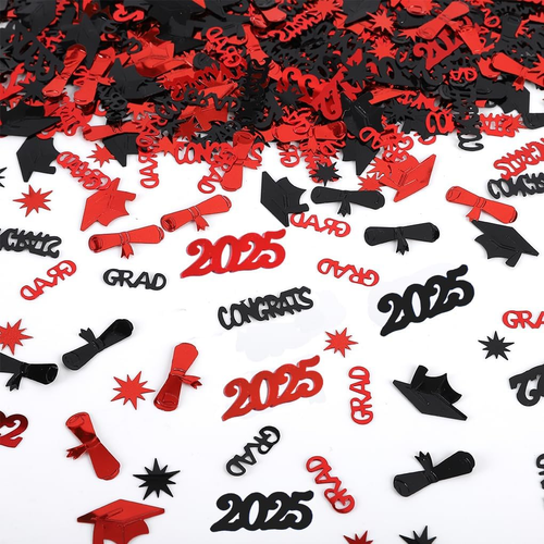Graduation Confetti 2025, Black Red Decor Graduation Party Supplies, Class of 20 - Picture 8 of 12