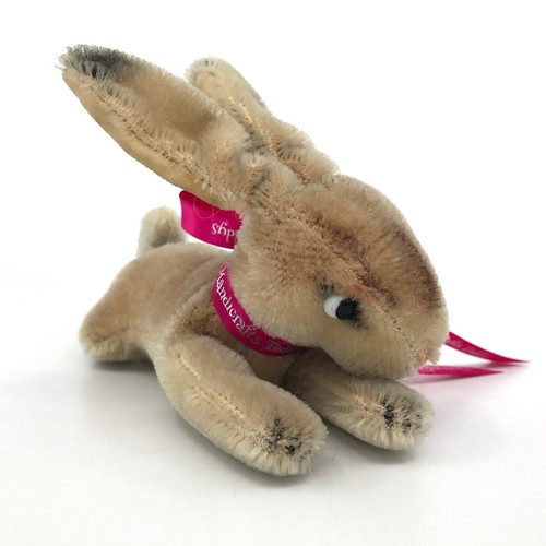 Hermann Bunny Rabbit lying Mohair Plush 1960s 14cm 5.5in long no ID Vtg Easter - Picture 7 of 11