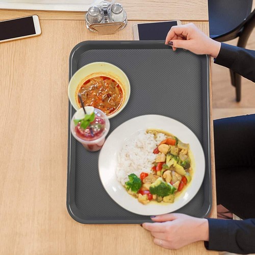 Larger Plastic Fast Food Restaurant Serving Trays Deep Grey 6 Packs - Picture 5 of 7