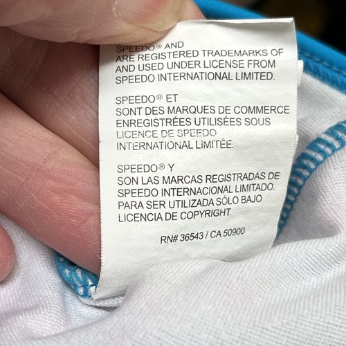 Speedo Girls 1-Piece Swimsuit Sz 14 Turquoise Paint Splatter Lined Strapback - Picture 7 of 7