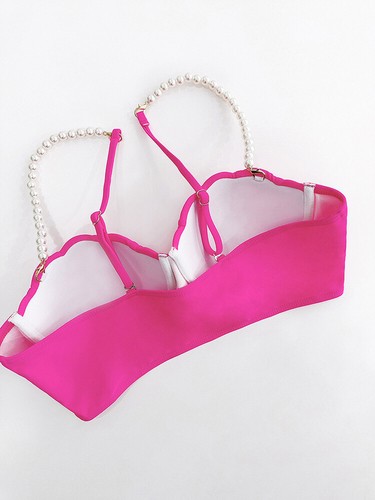 Costume da bagno donna bikini perizoma G reggiseni vestito stringato 3 pezzi blush 24071 - Foto 8 di 8