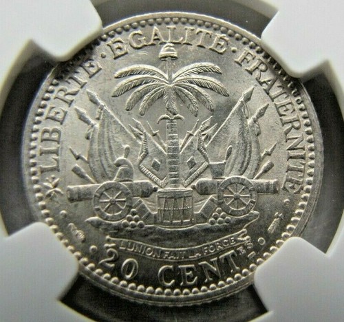 Haiti 20 Centimes 1894 NGC MS 63. Frosty white original Rare grade ! - Picture 2 of 3