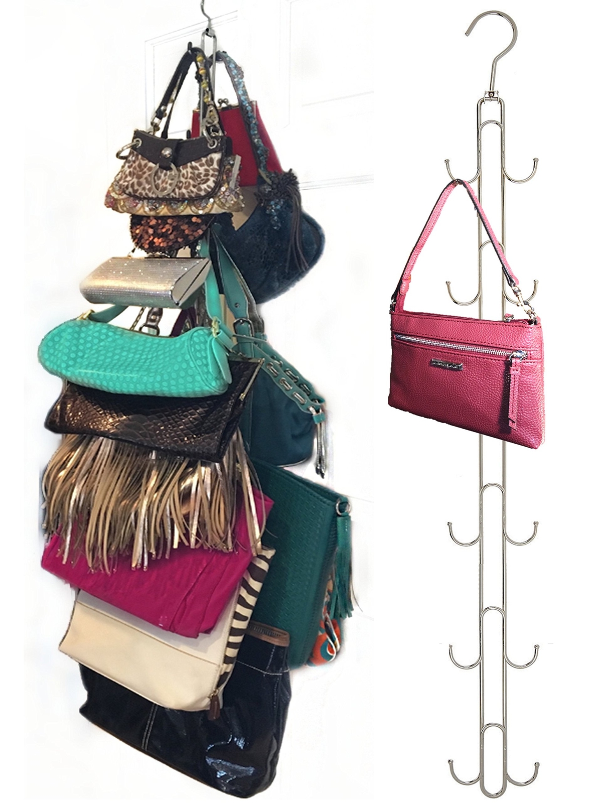 Boottique 2-Pk Over Door Hanging Purse Storage - Durable, Holds 50 POUNDS, Boottique 2-Pk Over Door Hanging Purse Storage - Durable, Holds 50 POUNDS,