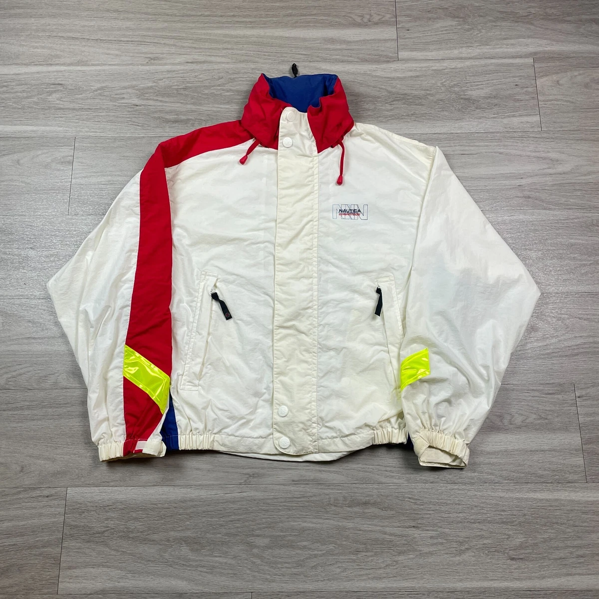 Vintage Nautica Jacket Mens Extra Large White Competition 90s Wind Velocity