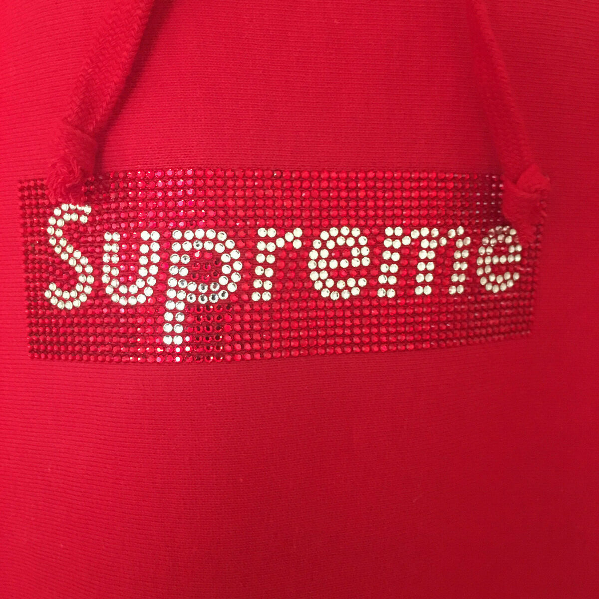 SUPREME X SWAROVSKI Crystal Box Logo Hooded Sweatshirt Hoodie Red Sz M RARE  NEW