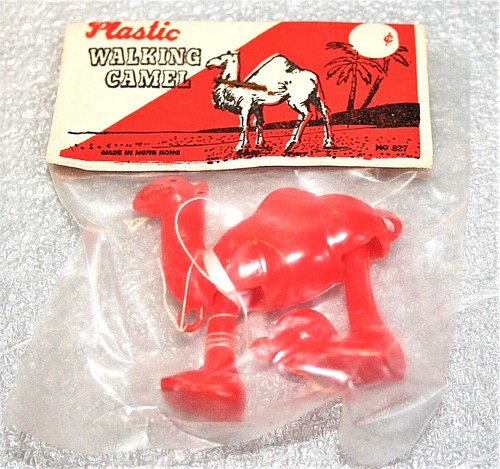 Vintage Hong Kong Plastic Red Camel Ramp Walker Toy 1960s New MIB NOS Package - Picture 1 of 2