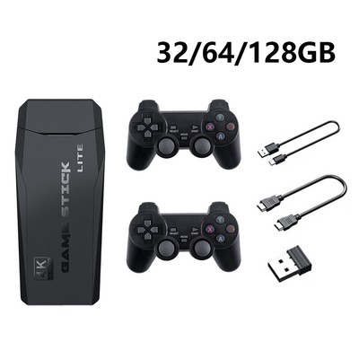 32/64/128G 4K HDMI Retro Game Stick Console with 2.4G Wireless Controllers