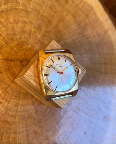Vintage RARE SOVIET Men POLJOT 17 JEWELS Wrist Watch GOLD PLATED AU 1 MCHZE - Bild 7 von 14