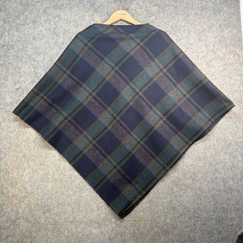 Little Miss Muffit Poncho Damen Einheitsgröße kariert Wolle Handarbeit von Sarah Bateson
