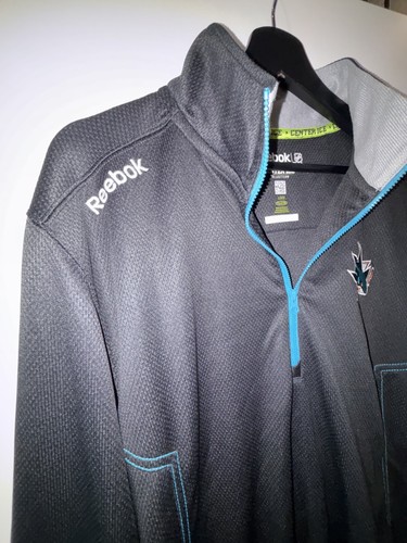 San Jose Sharks Reebok Center Ice Playdry 3/4 Zip Pullover Medium - Picture 2 of 4