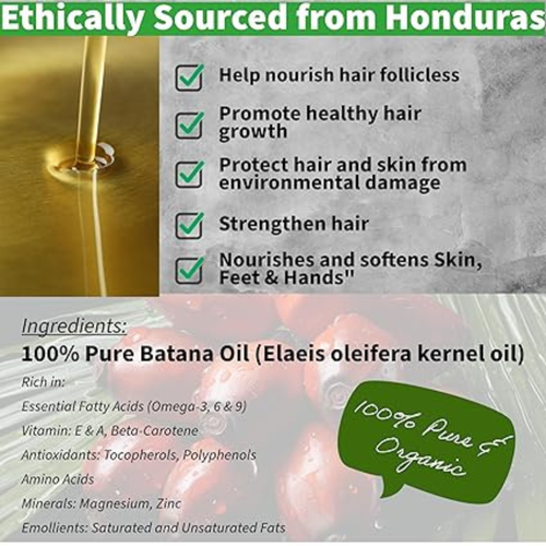 Batana Oil for Hair Growth Dr Sebi Organic Raw from Honduras - 100% Pure 120ml - Picture 5 of 7