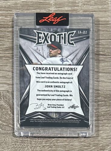 JOHN SMOLTZ 2022 Leaf Exotic GIRAFFE PRISMATIC EA-JS2 AUTO #2/5 - Picture 2 of 2