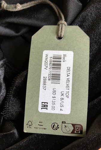 NEU $ 135 NEU MIT ETIKETT ALL SAINTS DELTA SAMT TOP STRETCH SCHWARZ SCHULTERFREI LANG SLV 4 - Bild 9 von 10